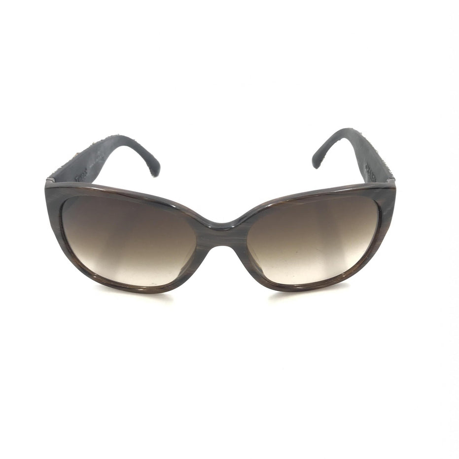 Chanel Brown Frame With Tweed Accents Sunglasses