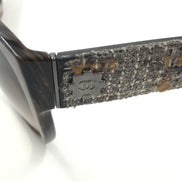 Chanel Brown Frame With Tweed Accents Sunglasses
