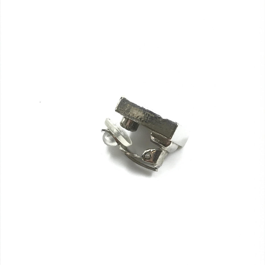 Chanel Coco Mark Earrings Black/White/Silver