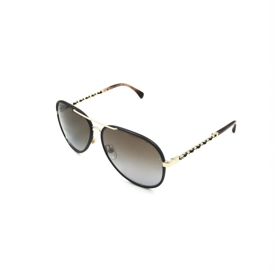 Γυαλιά Ηλίου Chanel Aviator με Χρυσούς και Μαύρους Πολωμένους Φακούς