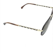 Chanel Gold And Black Polarized Aviator Sunglasses