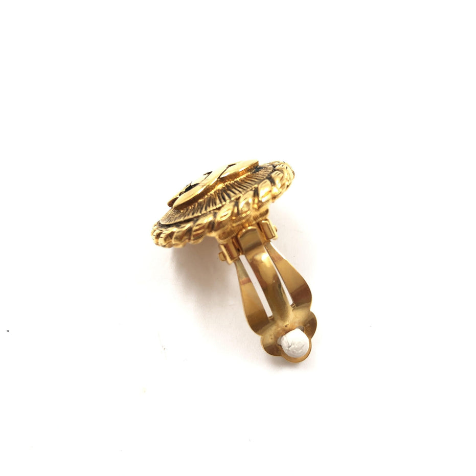 Chanel Gold Plated CC Clip On Earrings