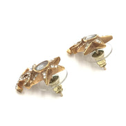 Chanel Gold Plated Star Coco Mark Earrings With Rhinestones
