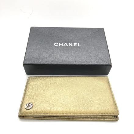 Δίπτυχο Πορτοφόλι Chanel από Δέρμα Caviar σε Χρυσό Τόνο