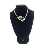 Chanel Gold Tone Heart Choker Necklace With Logo