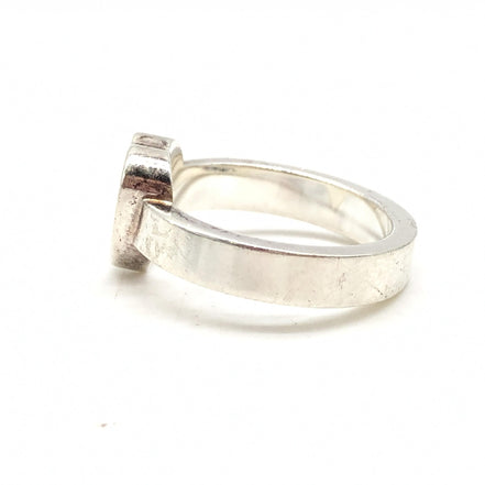 Gucci Sterling Silver Heart Trademark Ring, US Size 5.5