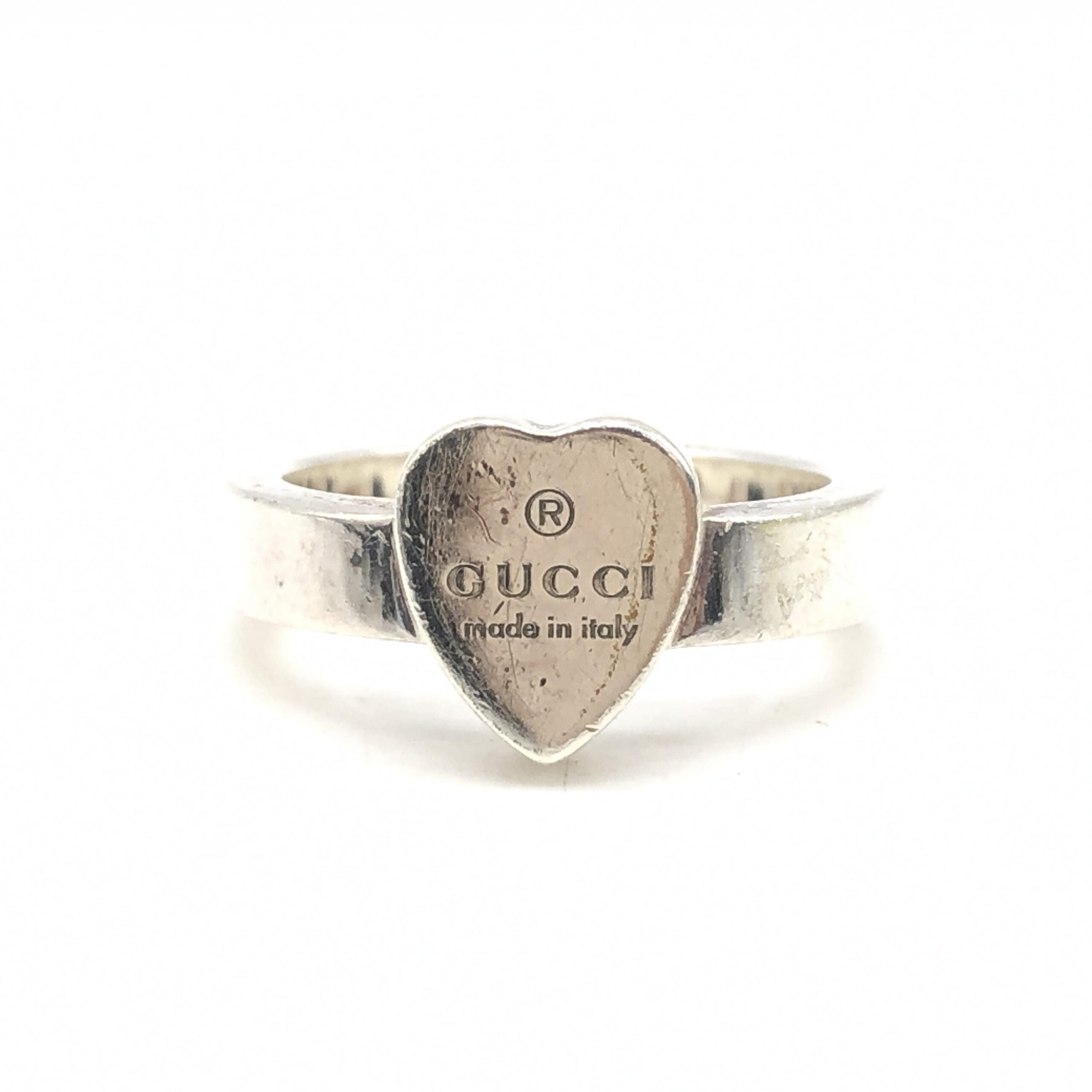 Δαχτυλίδι Gucci Sterling Silver Heart Trademark, μέγεθος ΗΠΑ 5,5