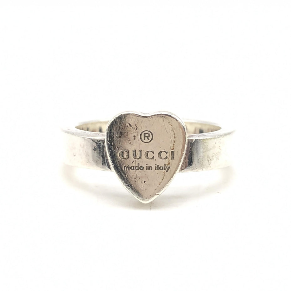 Δαχτυλίδι Gucci Sterling Silver Heart Trademark, μέγεθος ΗΠΑ 5,5