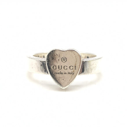 Δαχτυλίδι Gucci Sterling Silver Heart Trademark, μέγεθος ΗΠΑ 5,5