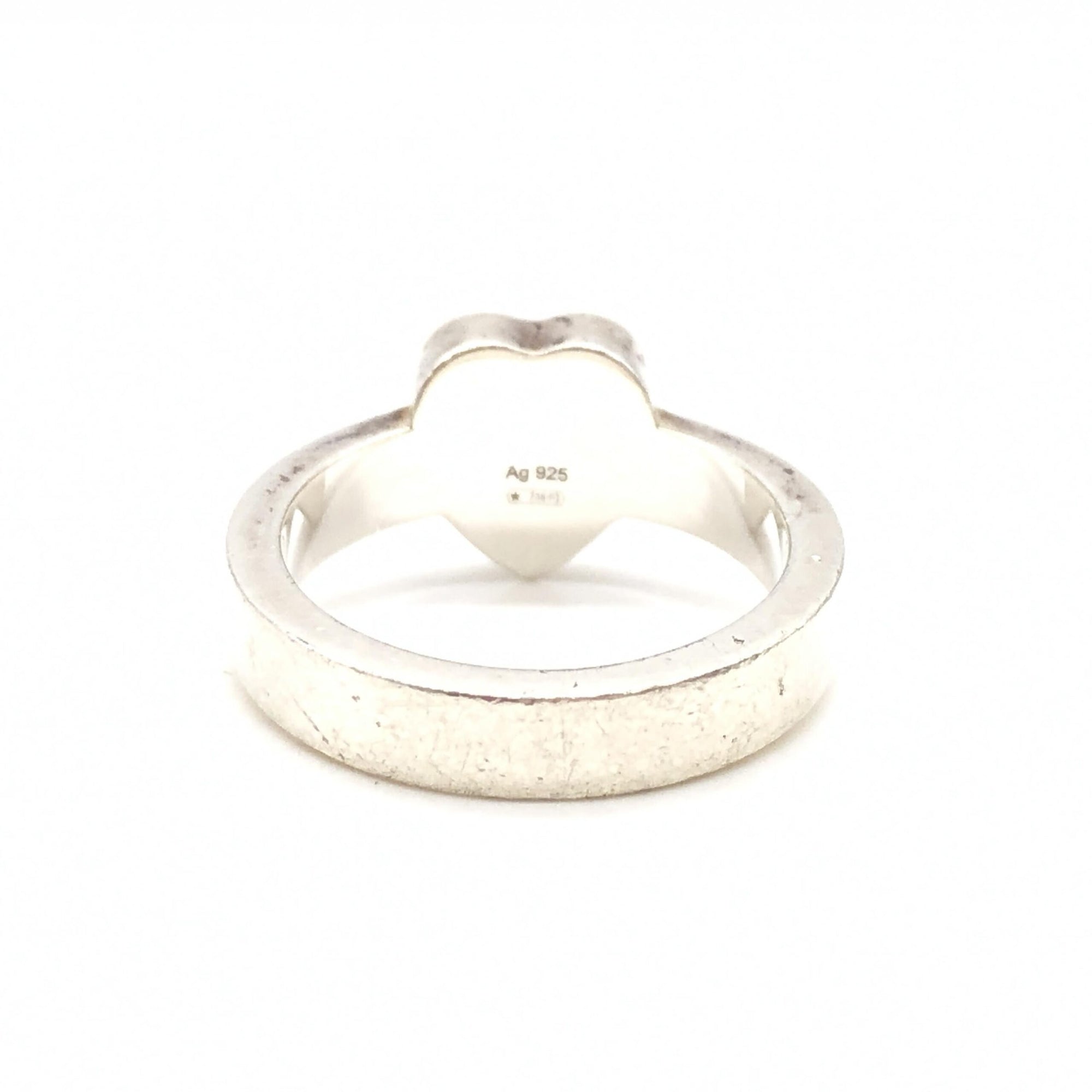 Gucci Sterling Silver Heart Trademark Ring, US Size 5.5