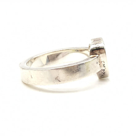 Gucci Sterling Silver Heart Trademark Ring, US Size 5.5