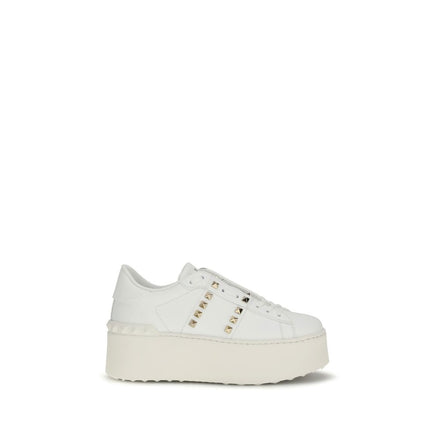 Valentino Garavani Λευκά Δερμάτινα Sneakers Πλατφόρμας από Δέρμα Μόσχου