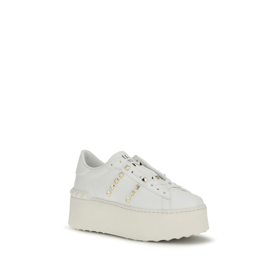 Valentino Garavani Λευκά Sneakers με Πλατφόρμα από Δέρμα Μόσχου Bos Taurus