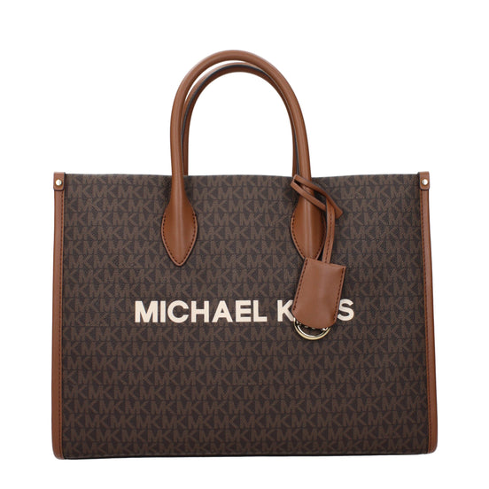 Τσάντα χειρός Michael Kors από καφέ ύφασμα