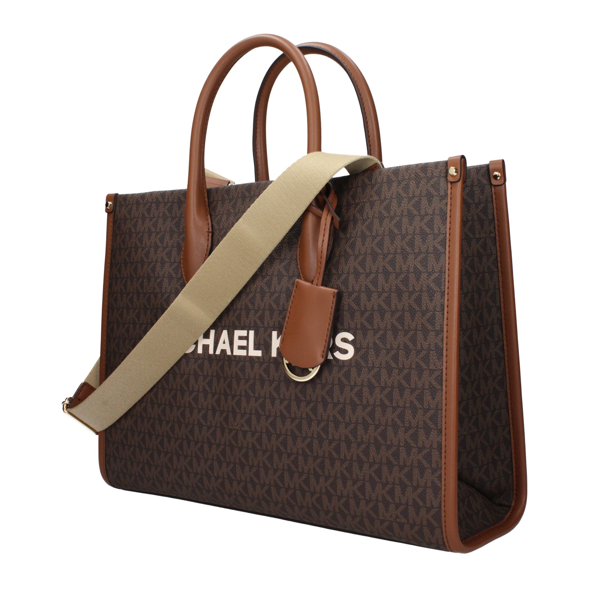 Τσάντα χειρός Michael Kors από καφέ ύφασμα