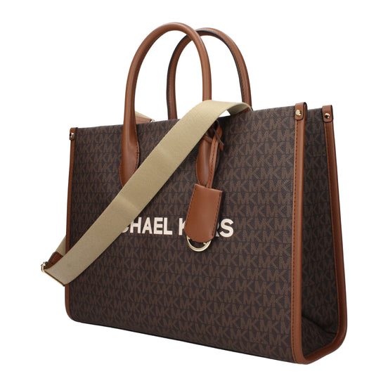 Τσάντα χειρός Michael Kors από καφέ ύφασμα