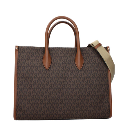 Τσάντα χειρός Michael Kors από καφέ ύφασμα