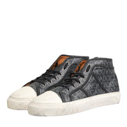 Dolce & Gabbana Black White Canvas Logo Mid Top Sneakers Shoes
