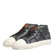 Dolce & Gabbana Black White Canvas Logo Mid Top Sneakers Shoes