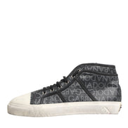 Dolce & Gabbana Black White Canvas Logo Mid Top Sneakers Shoes