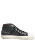 Dolce & Gabbana Black White Canvas Logo Mid Top Sneakers Shoes