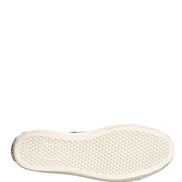 Dolce & Gabbana Black White Canvas Logo Mid Top Sneakers Shoes
