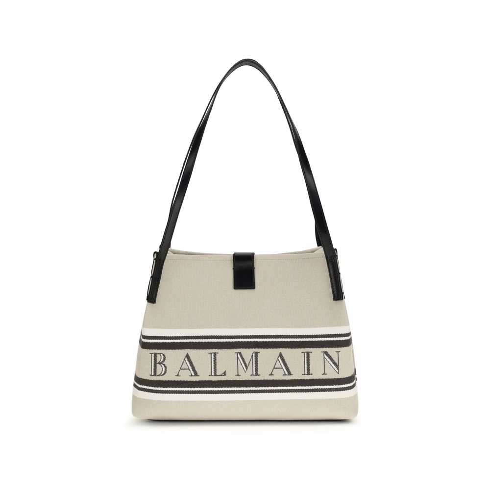 Τσάντα ώμου Balmain μπεζ από βαμβάκι  