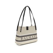 Τσάντα ώμου Balmain μπεζ από βαμβάκι  