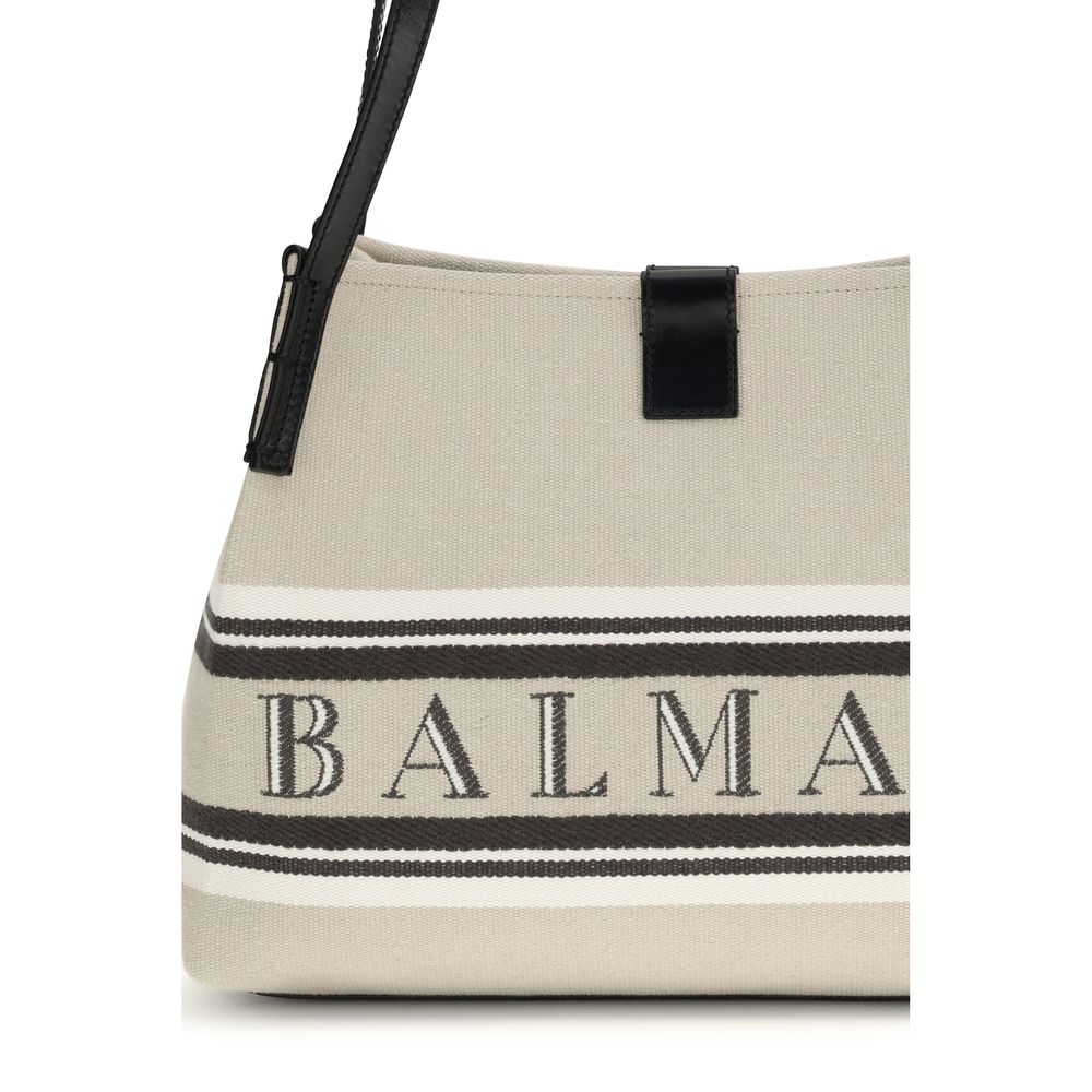 Τσάντα ώμου Balmain μπεζ από βαμβάκι  
