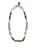 Dolce & Gabbana Silver Tone Brass Chain Beaded Gem DG Logo Bracelet