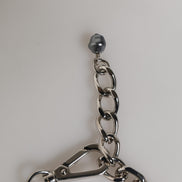 Dolce & Gabbana Silver Tone Chain Lobster Clasp Logo Gray Pearls Bracelet
