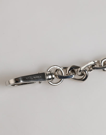 Dolce & Gabbana Silver Tone Chain Lobster Clasp Logo Gray Pearls Bracelet