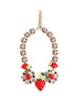 Dolce & Gabbana Gold Brass FRUIT Pendants Flowers Crystal Logo Necklace