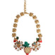 Dolce & Gabbana Gold Brass FRUIT Pendants Flowers Crystal Logo Necklace