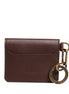 Dolce & Gabbana Brown Leather Logo Embossed Key Chain Card Holder Wallet
