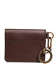 Dolce & Gabbana Brown Leather Logo Embossed Key Chain Card Holder Wallet