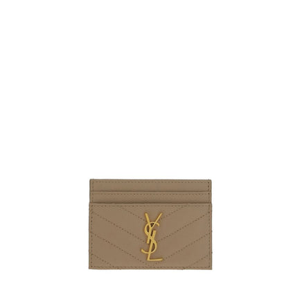 Δερμάτινο πορτοφόλι Saint Laurent καφέ μόσχου (Bos Taurus)