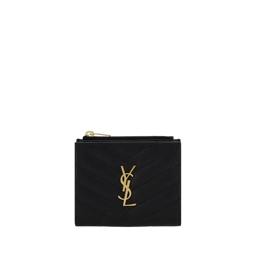 Saint Laurent Μαύρο Δερμάτινο Πορτοφόλι από Δέρμα Μόσχου