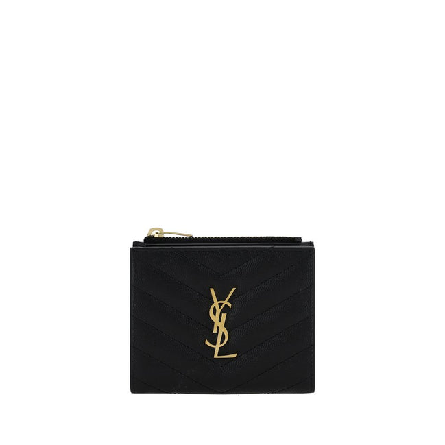 Saint Laurent Μαύρο Δερμάτινο Πορτοφόλι από Δέρμα Μόσχου