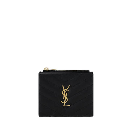 Saint Laurent Μαύρο Δερμάτινο Πορτοφόλι από Δέρμα Μόσχου