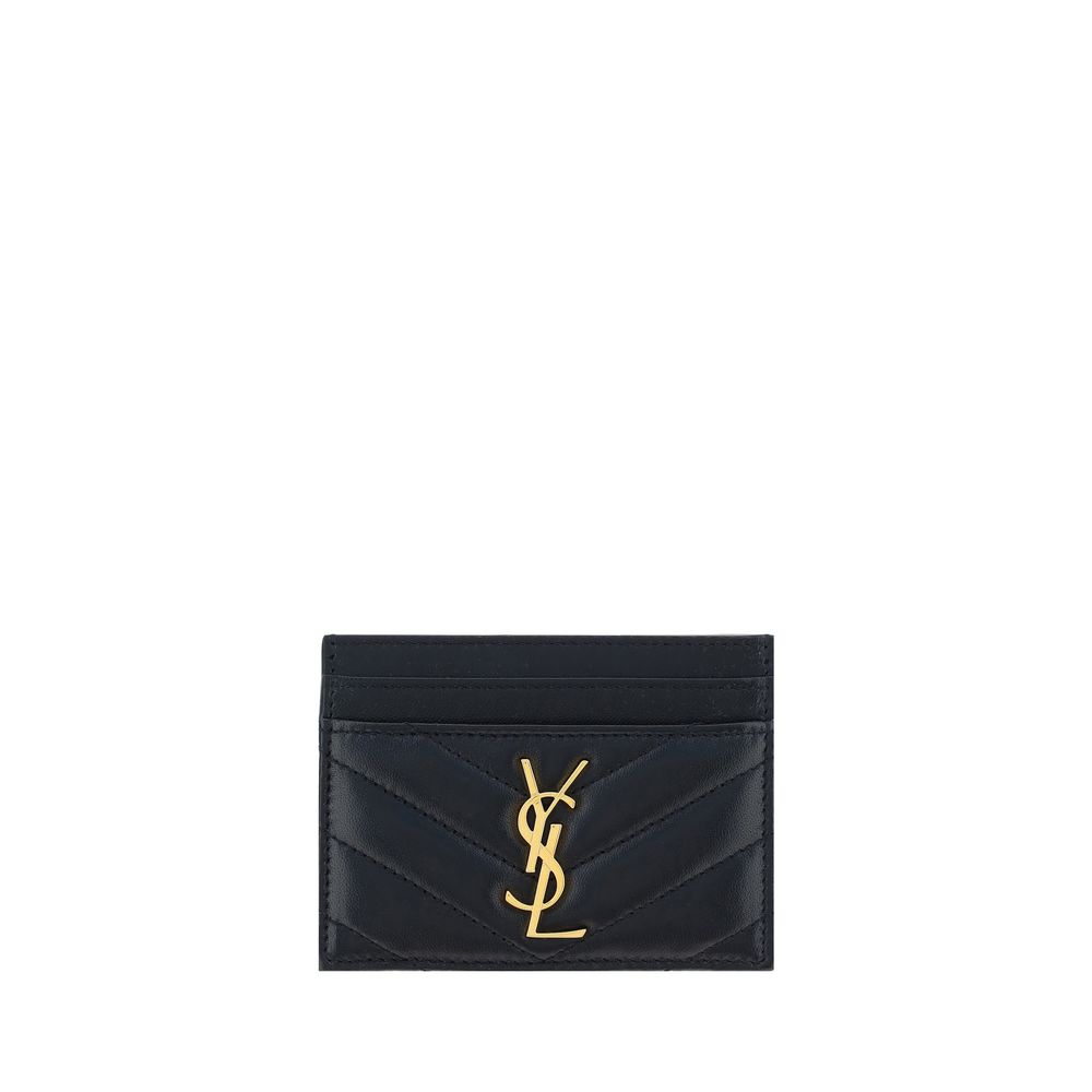 Saint Laurent Μαύρο Πορτοφόλι από Δέρμα Αρνιού Ovis Aries Aries