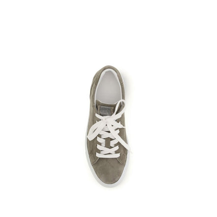 Brunello Cucinelli Gray Calf Leather Bos Taurus Low Top Sneakers