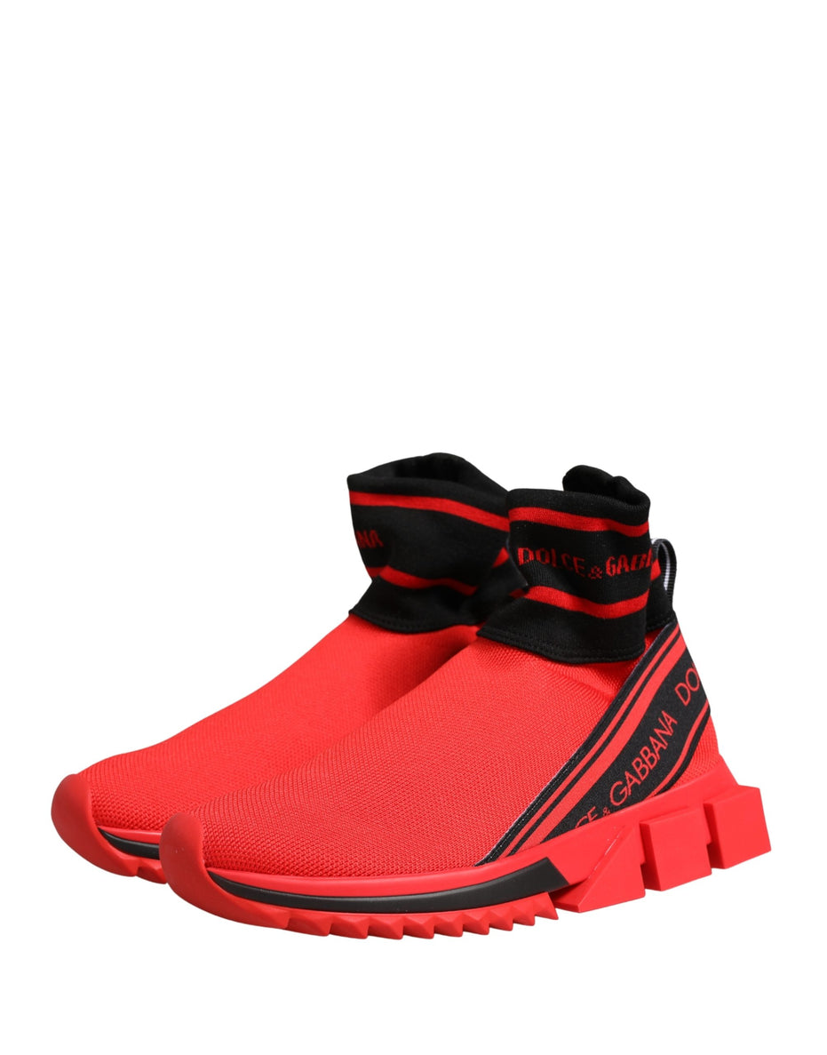 Dolce & Gabbana Κόκκινα Μαύρα Παπούτσια Sneakers Sorrento Socks