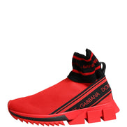 Dolce & Gabbana Red Black Sorrento Socks Sneakers Shoes