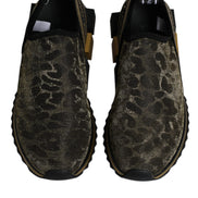 Dolce & Gabbana Gold Glitter Leopard Sorrento Sneakers Shoes