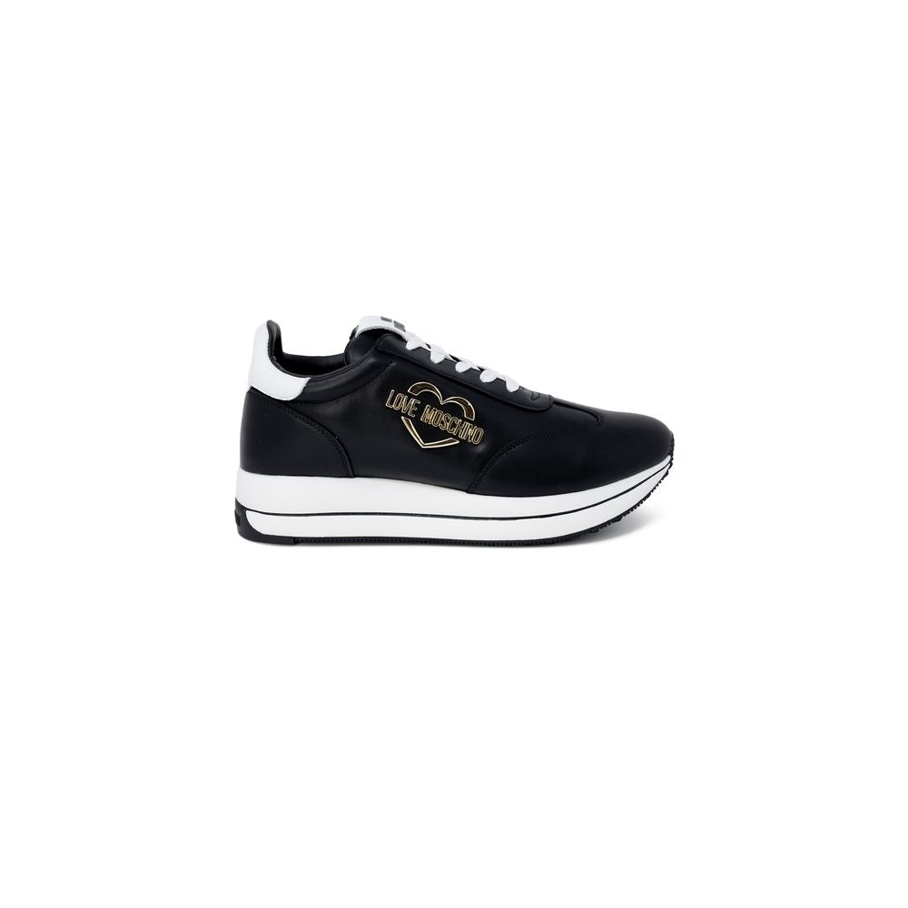 Love Moschino Black Leather Low Top Sneakers