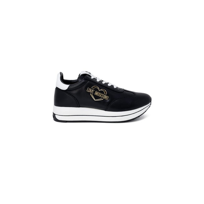 Love Moschino Black Leather Low Top Sneakers
