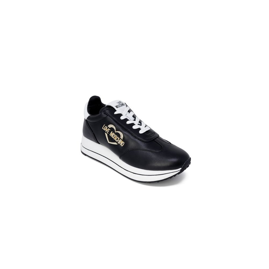 Love Moschino Black Leather Low Top Sneakers