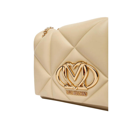 Love Moschino Μπεζ Τσάντα Χειρός από Τεχνητό Δέρμα