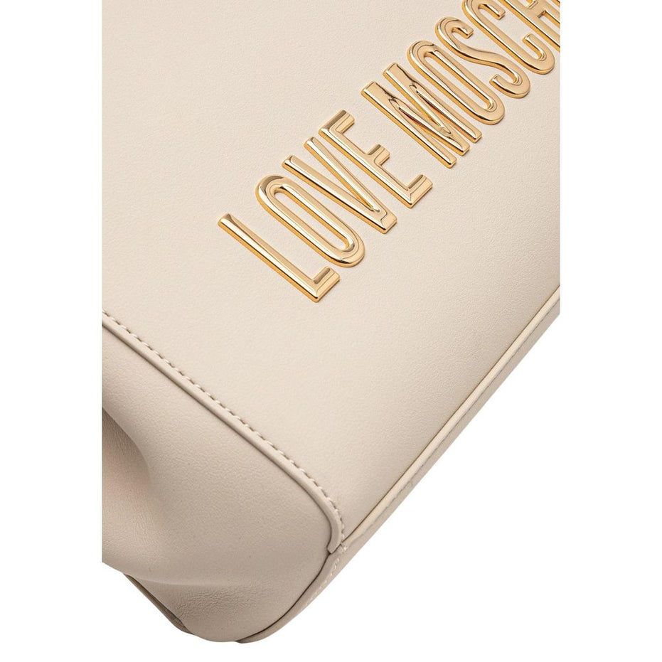 Love Moschino Γυναικεία Τσάντα Ώμου Από Πολυαιθυλένιο Μπεζ